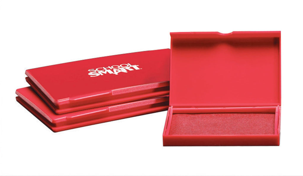 School Smart Pre-Inked Stamp Pad, Size 1, Red