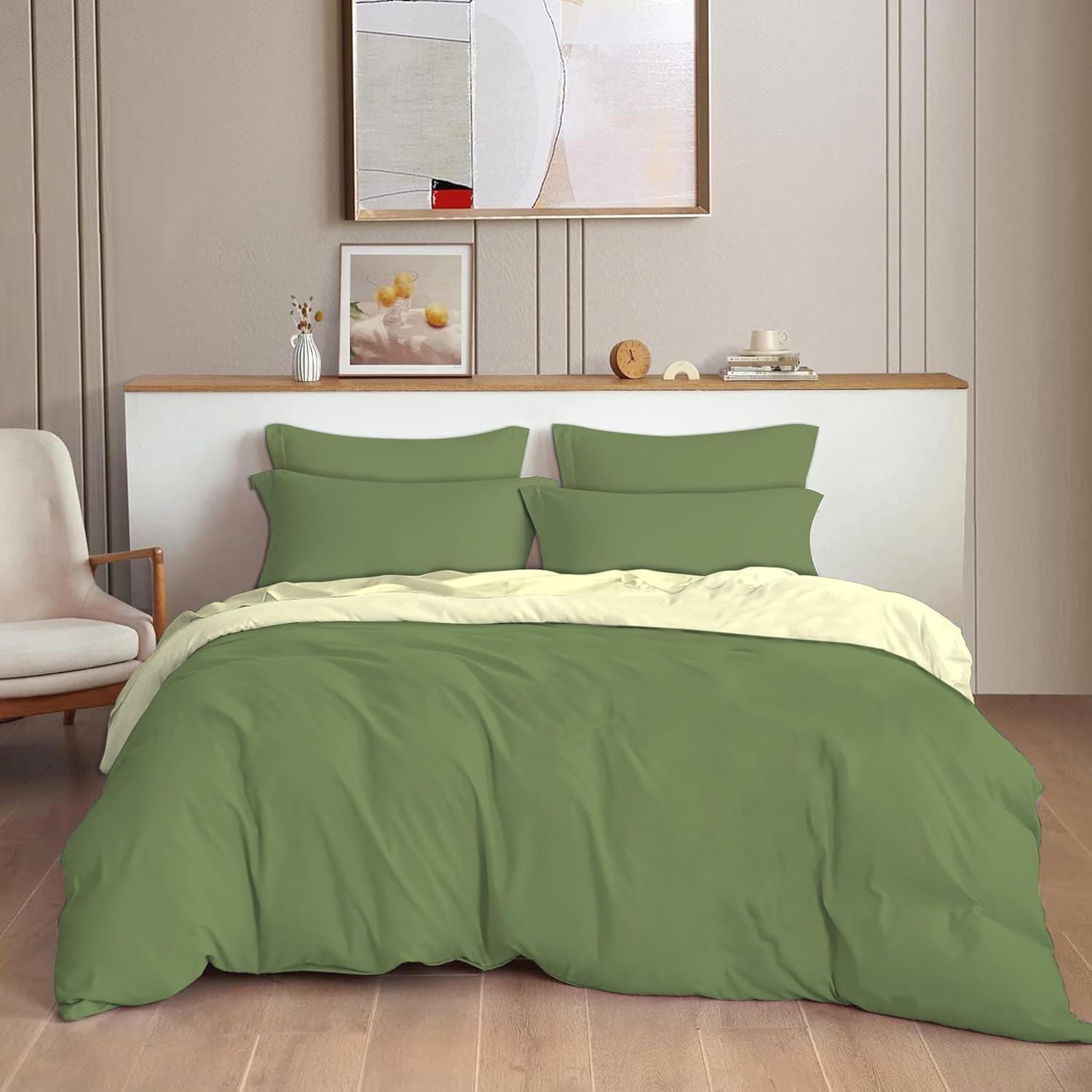 Decomizer Plain Solid Glace Cotton King Size Duvet Cover Ii Razai Ii Quilt Cover For Double Bed With Zipper Closure  Soild Gree
