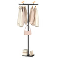 ELYKEN Coat Rack Freestanding with Natural Marble Base, Width Adjustable T-shaped Metal Coat Tree with 2 Hooks, Modern Coat Rack