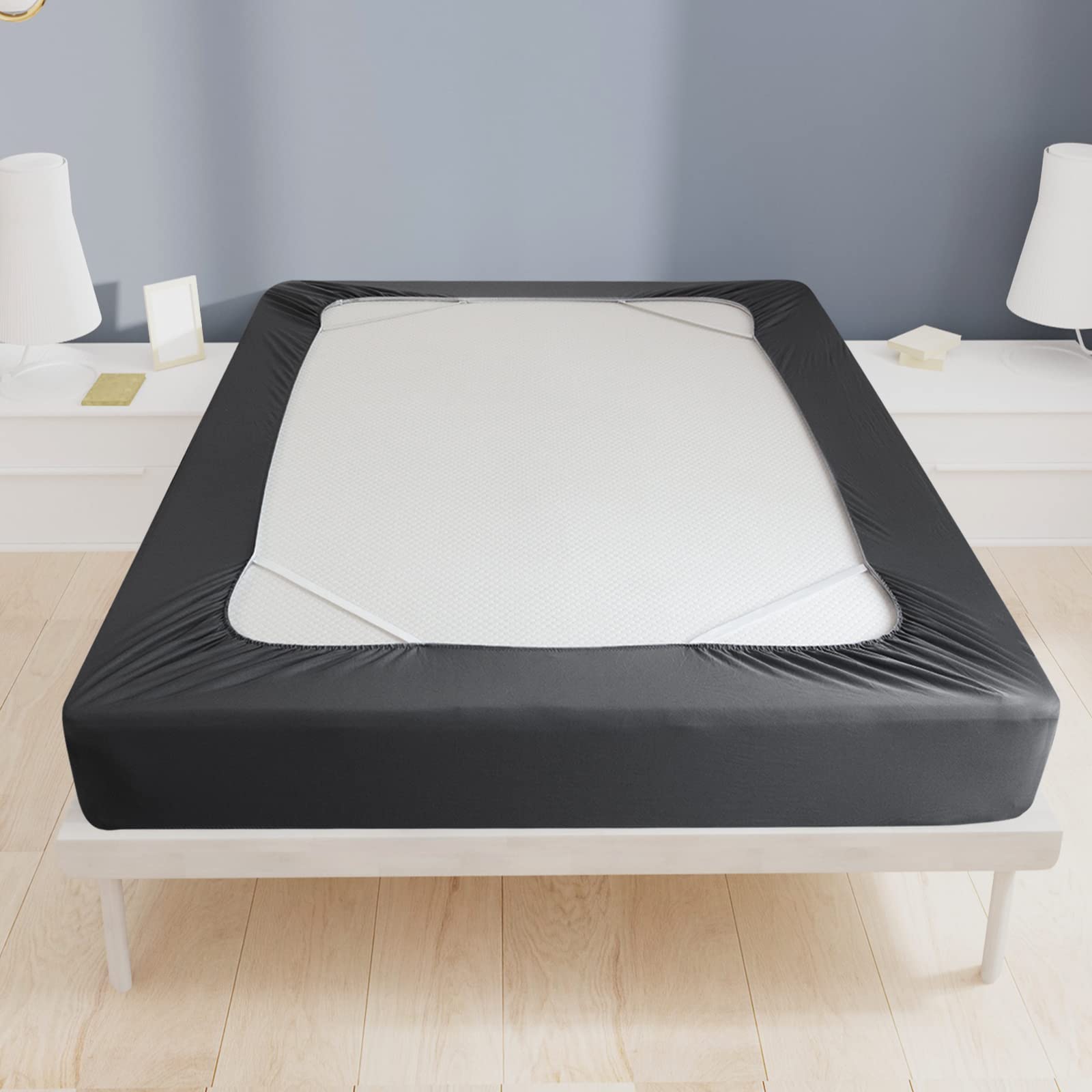 King Box Spring Cover, Bed Skirt Wrap 4 Side Of The Mattress, Stretch & Snug Fit, Ultra Soft, Wrinkle Free, Replacing Bed Skirts