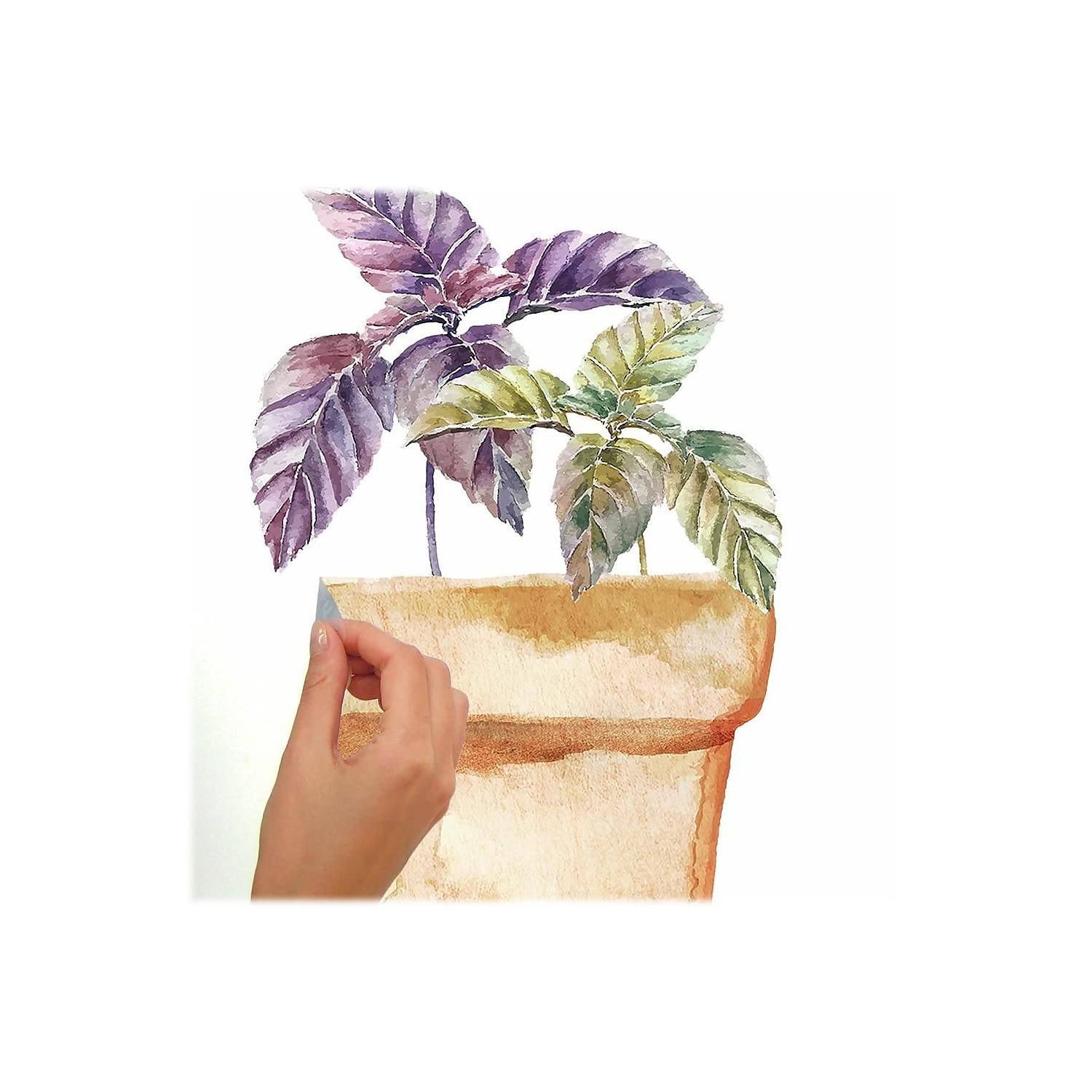 RoomMates RMK3652SCS Watercolor Potted Herbs Peel and Stick Wall Decals