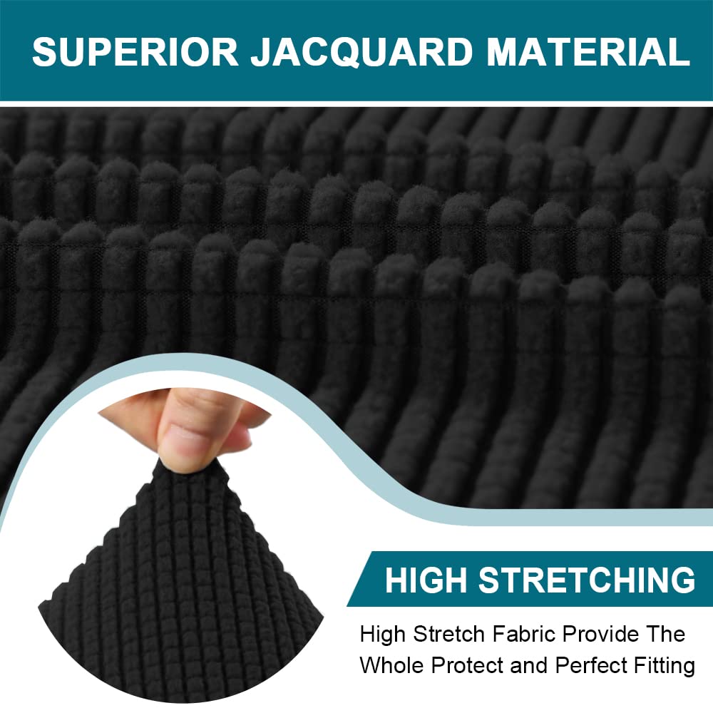 Turquoize 3 Piece T Cushion Sofa Slipcovers Sofa Cover For T Cushion Sofa Couches Stretch Couch Cover Furniture Covers With 2 Individual T Cushion Covers, Machine Washable (2 Cushion Sofa, Black)