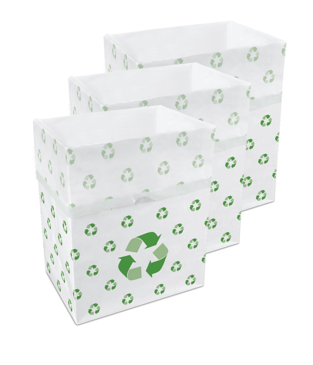 Clean Cubes 13 Gallon Disposable Trash Cans (3-Pack). Reusable Garbage and Recycling Bins for Parties, Events, and More (Recycle