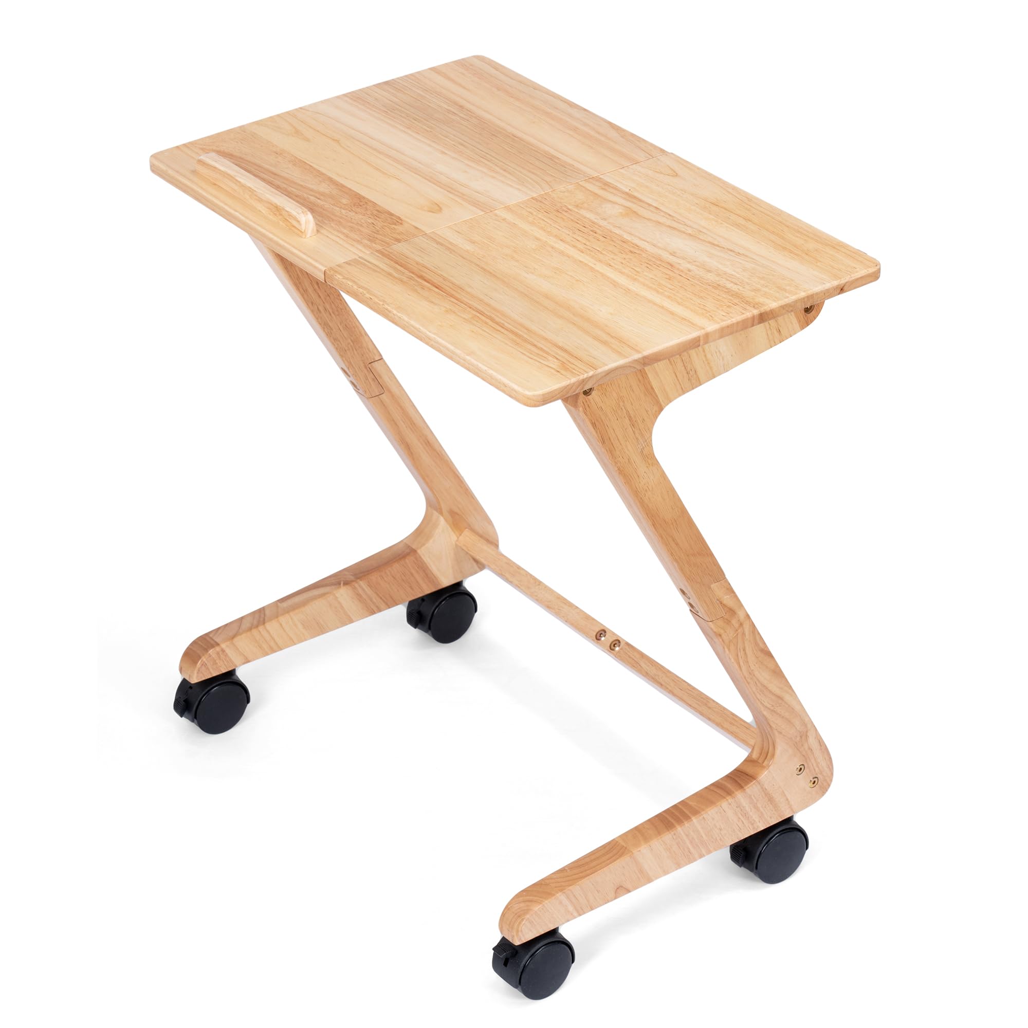 FLYJOE TV Tray Table, TV Dining Table with Casters for Small Spaces, Solid Wood End Table, Sofa Couch Side Table Removable Snack