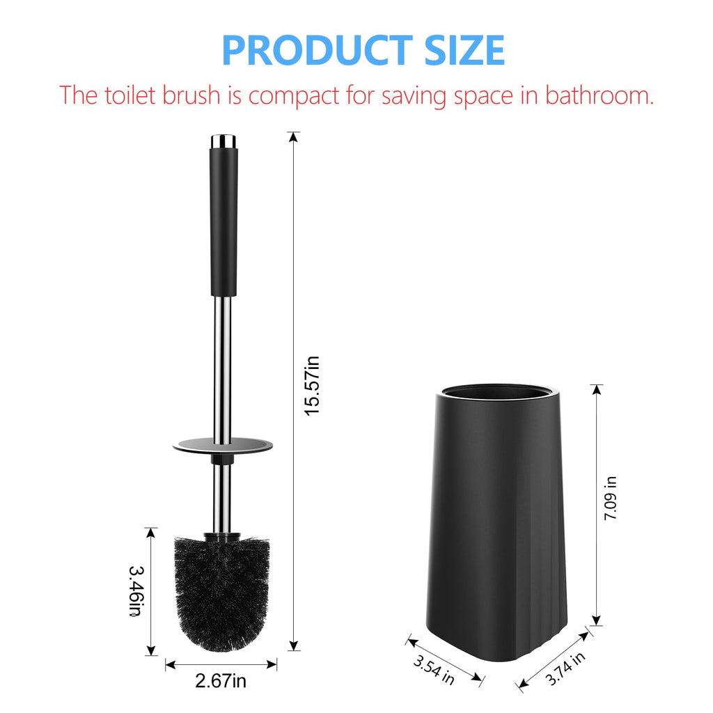 Setsail Toilet Brush, Compact Size Toilet Bowl Brush And Holder Toilet Brushes For Bathroom With 304 Stainless Steel Handle Toil