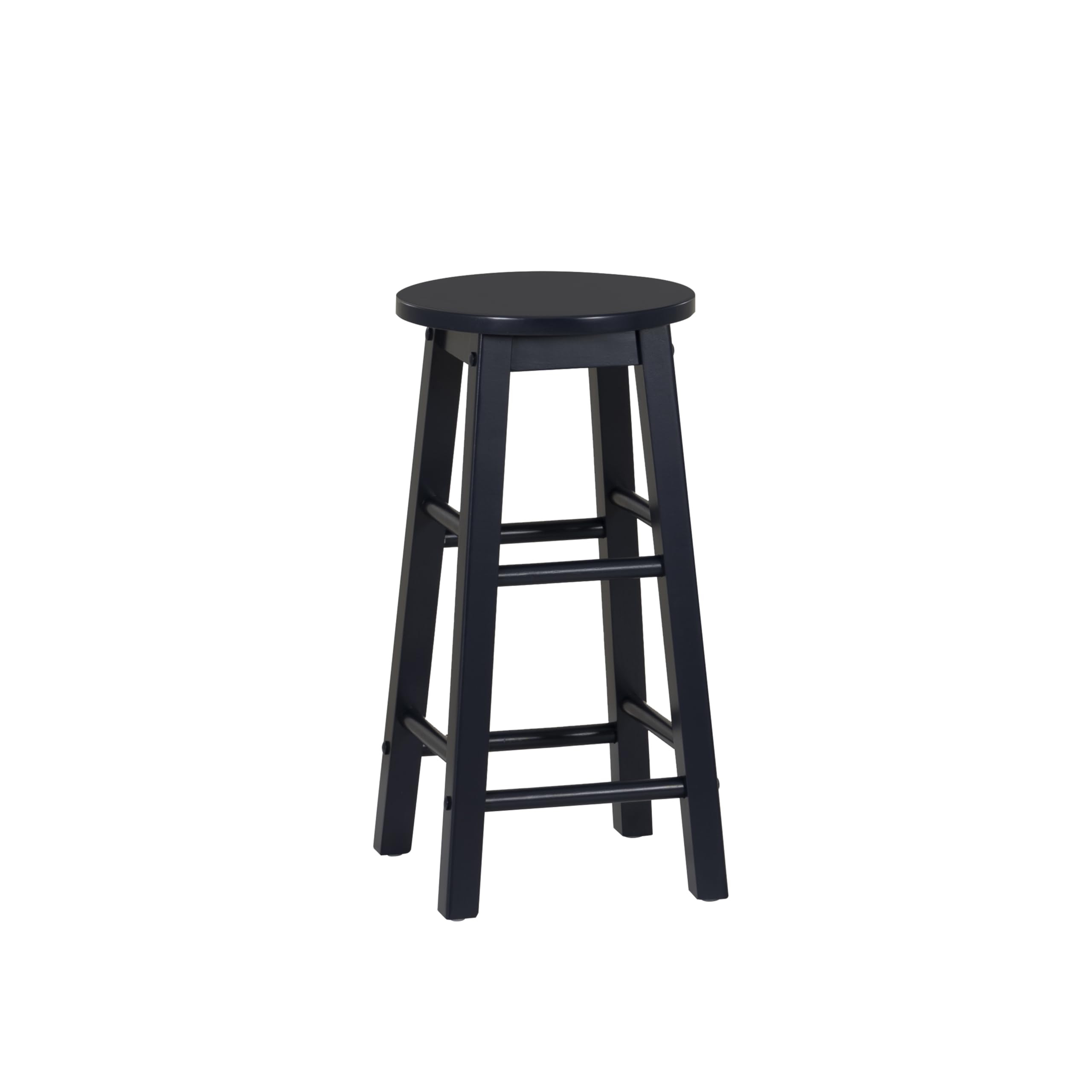 Linon Zeke Navy Blue Solid Wood Backless Round Counter Stool with 24 Inch Seat Height