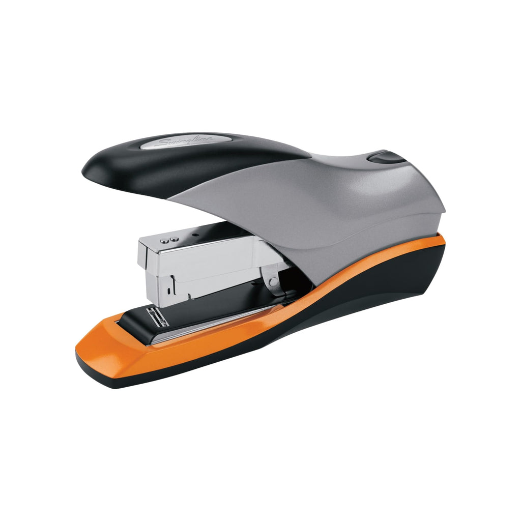 Swingline Stapler, 70 Sheet Capacity, Optima 70, Jam Free, Reduced Effort, Soft Grip, Metal, Silver, Black And Orange (87870)