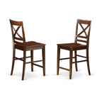 East West Furniture EDQU5-MAH-W 5 Piece Counter Height Dining Set Includes a Round Kitchen Table with Pedestal and 4 Dining Room Chairs, 30x30 Inch, Mahogany