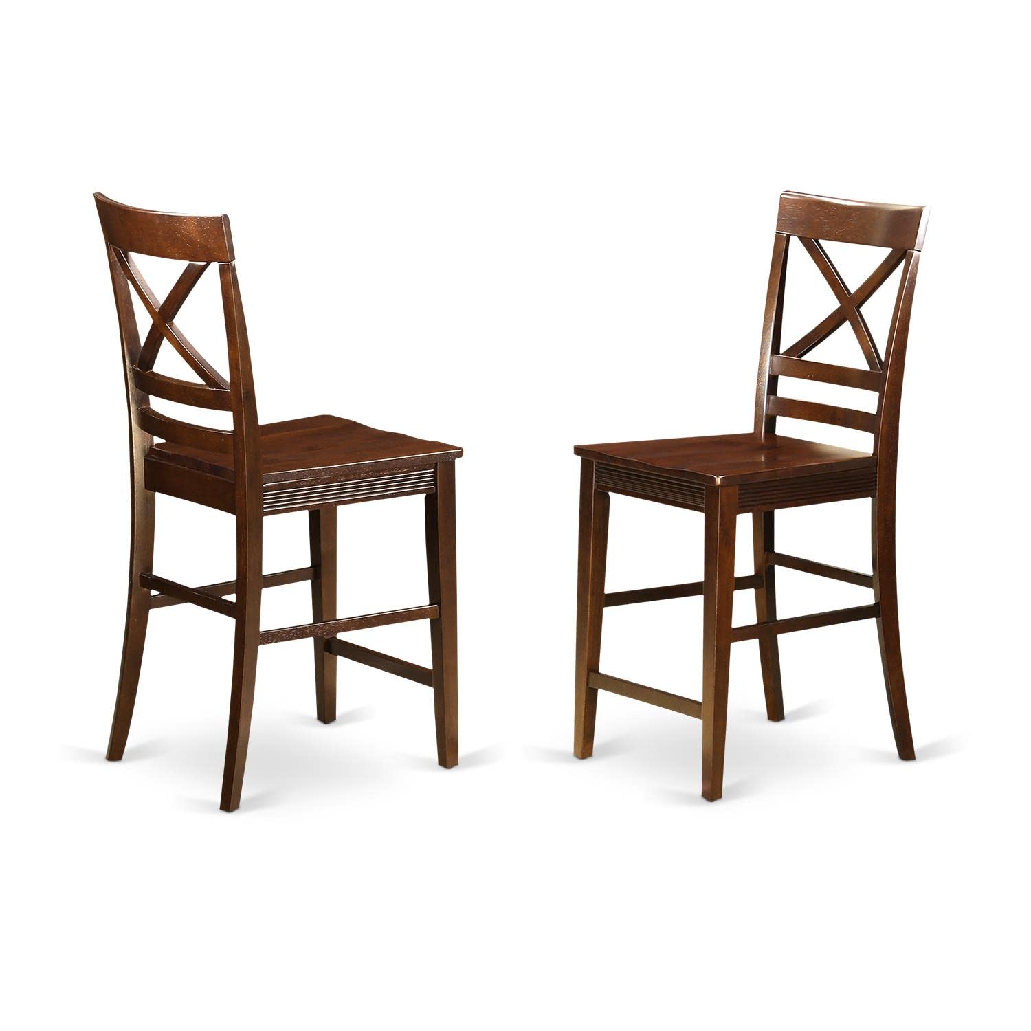East West Furniture EDQU5-MAH-W 5 Piece Counter Height Dining Set Includes a Round Kitchen Table with Pedestal and 4 Dining Room Chairs, 30x30 Inch, Mahogany