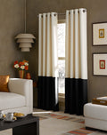 Curtainworks 1Q80370ARE Kendall Color Block Grommet Curtain Panel, 95 inch, Cream/Black