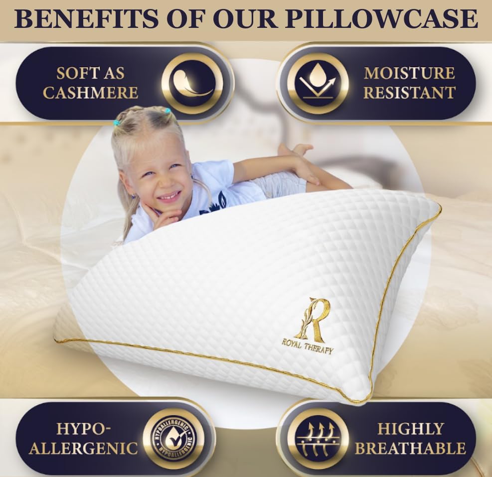 Royal Therapy King Size Pillow, Memory Foam Pillow, Adjustable Shredded Memory Foam Pillows King For Side Sleepers, Pillow For N