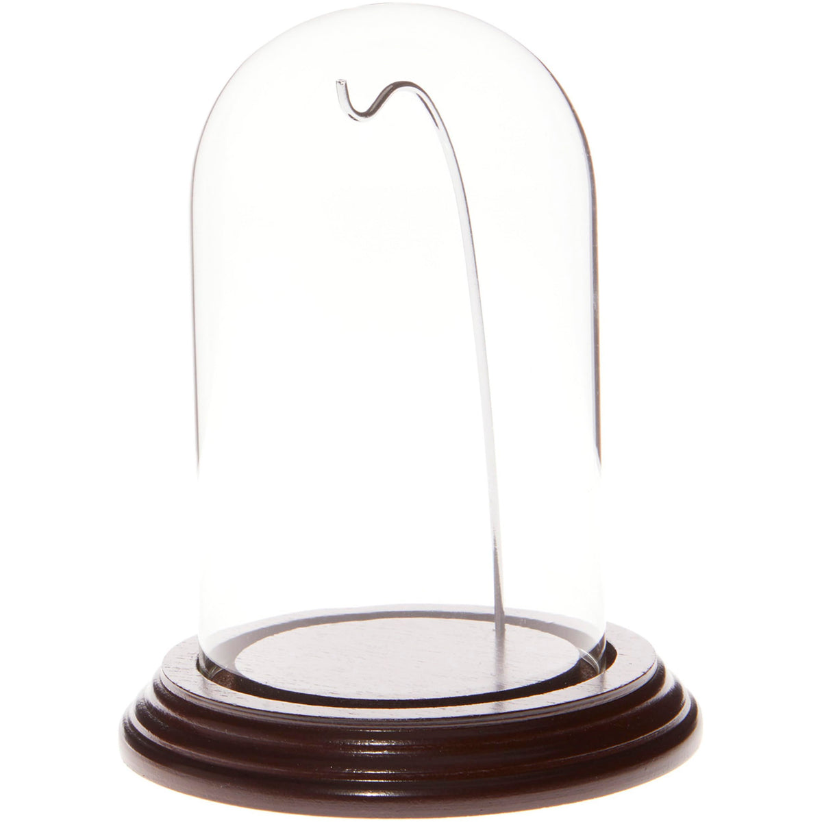 Plymor 3 x 5 Watch Glass Display Dome Cloche (Dark Mahogany Veneer Base & Silver Wire)
