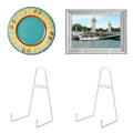 White Metal wall Mount Display Easel Plate Hanger Vertical Plate Stand Holders Picture frame Stand for Wall 4 Pack