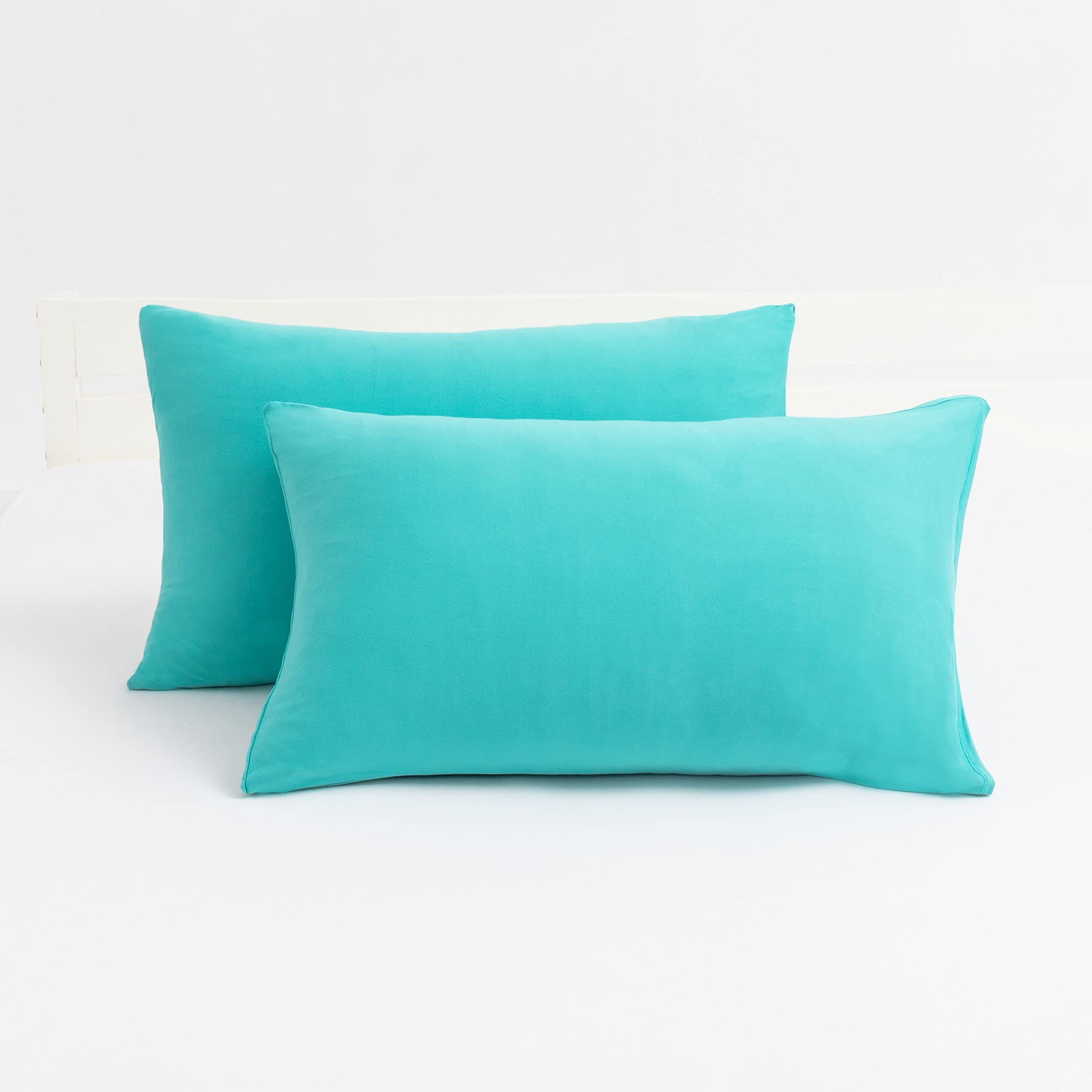 2-Pack Stretch Pillow Cases - Jersey Knit & Envelope Closure Pillowcases With Ultra Soft T-Shirt Like Polyester Blend - Suitable