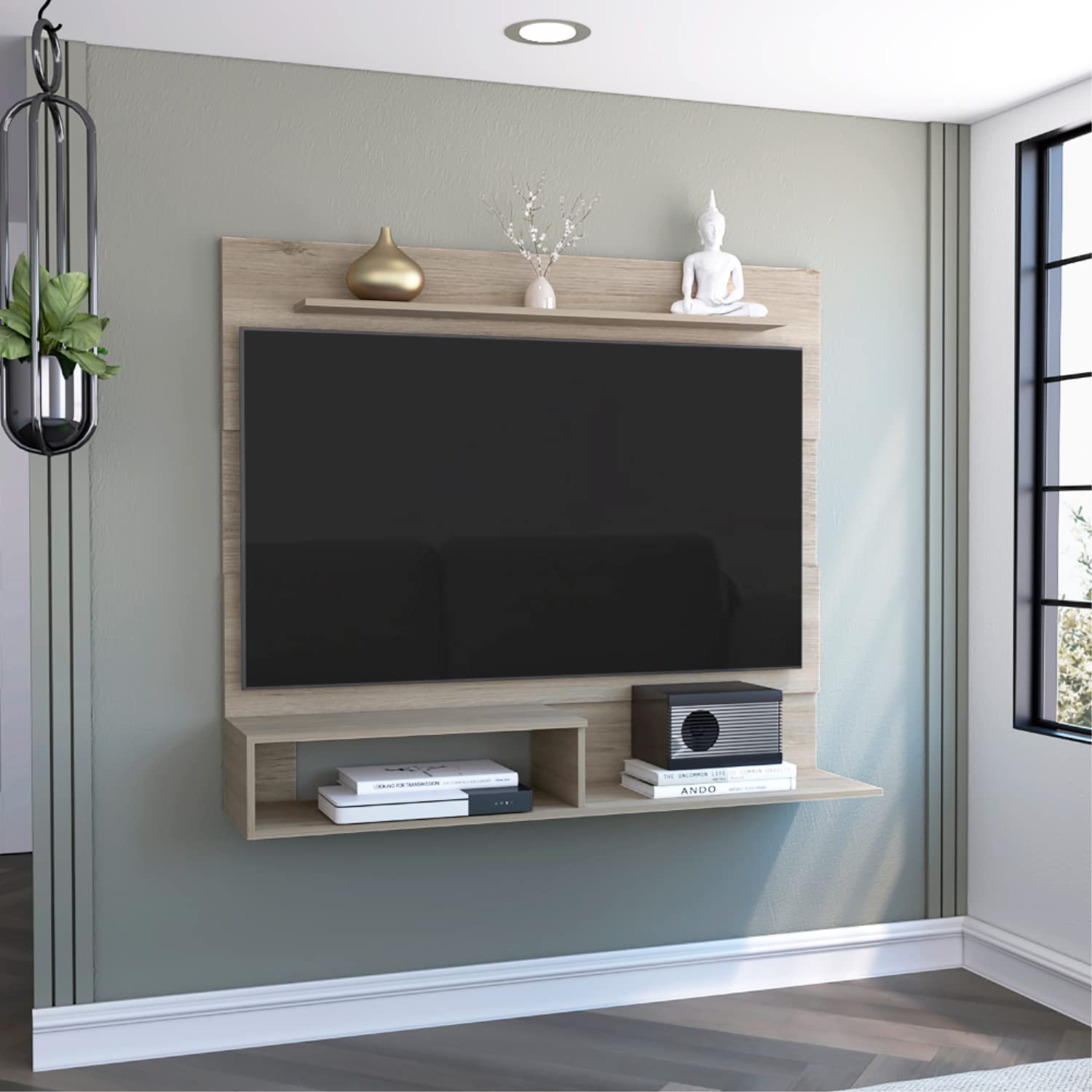 Baden Floating Entertainment Center For Tvs Up 55&Quot;, Light Pine