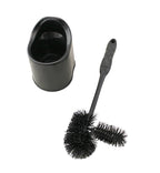 Comfort Rubber Ergonomic Grip Black Toilet Bowl Brush Under Rim Lip Brush And Storage Caddy For Bathroom