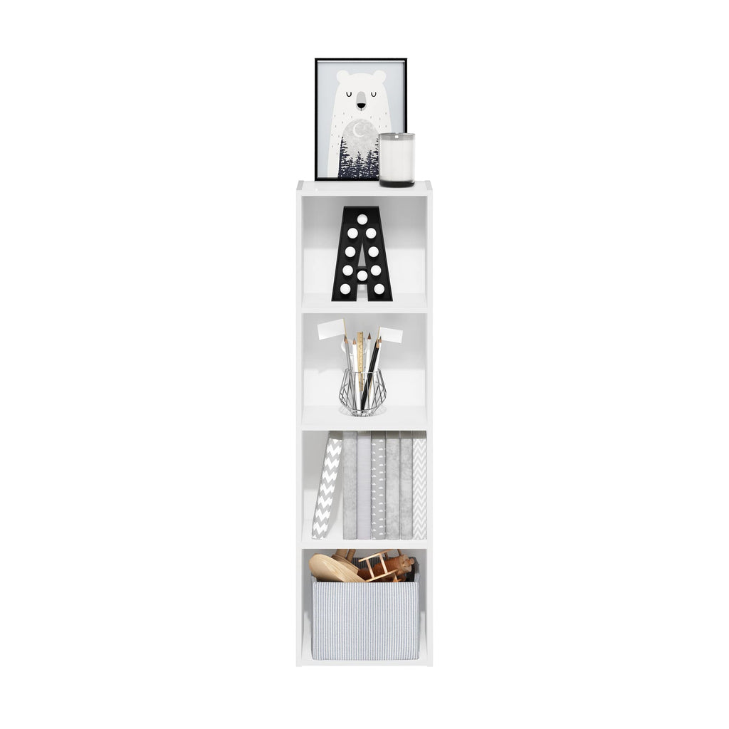 Furinno Luder Bookcase / Book / Storage, 4-Tier Cube,White