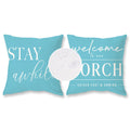 Tajwe Blue Outdoor Pillow Covers Waterproof 20X20 Set Of 2 Welcome To Our Porch Stay Awhile Cushion Cases For Patio Furniture So