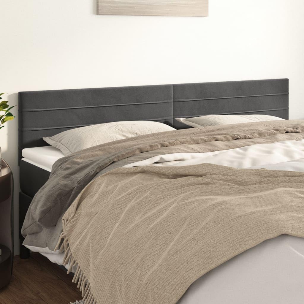 vidaXL Headboards 2 pcs Dark Gray 31.5"x2"x30.7"/34.6" Velvet