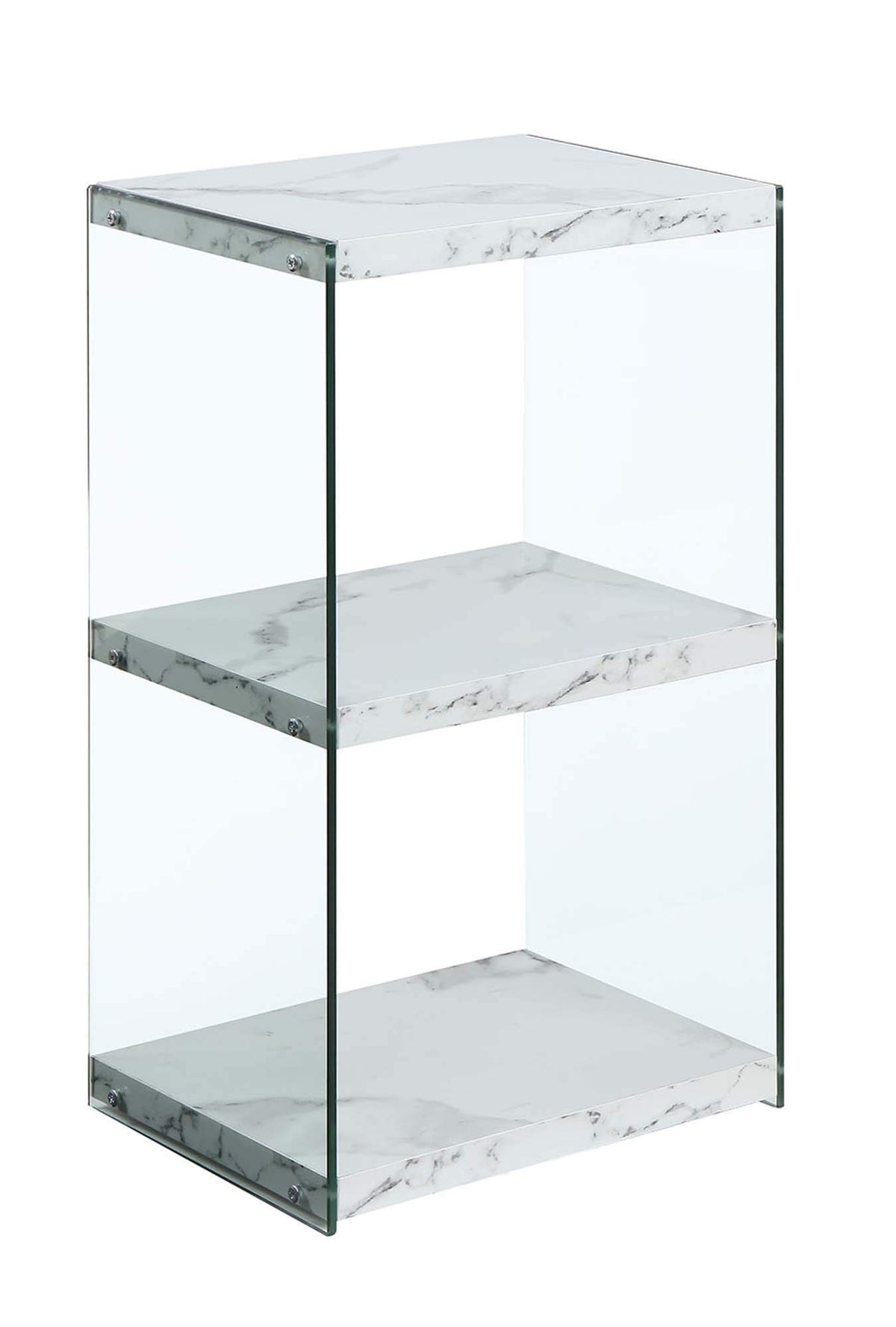 Convenience Concepts SoHo 3 Tier Tower Bookcase, White Faux Marble