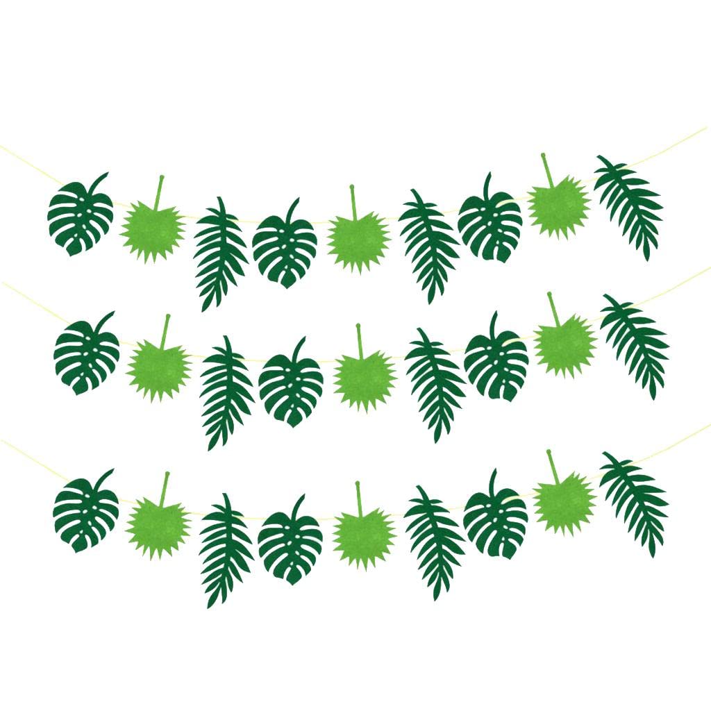 3 Pieces Hawaiian Tropical Leaves Luau Party Decoration Green