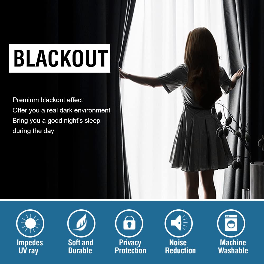 H.Versailtex Blackout Curtains Thermal Insulated Window Treatment Panels Room Darkening Blackout Drapes For Living Room Back Tab/Rod Pocket Bedroom Draperies (2 Panels, Stone, 42 X 84 Inch)
