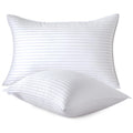 Oubonun Premium Striped Bed Pillows Standard Size Set Of 2, Breathable Cooling Cotton Cover, Soft And Fluffy 3D Down Alternative