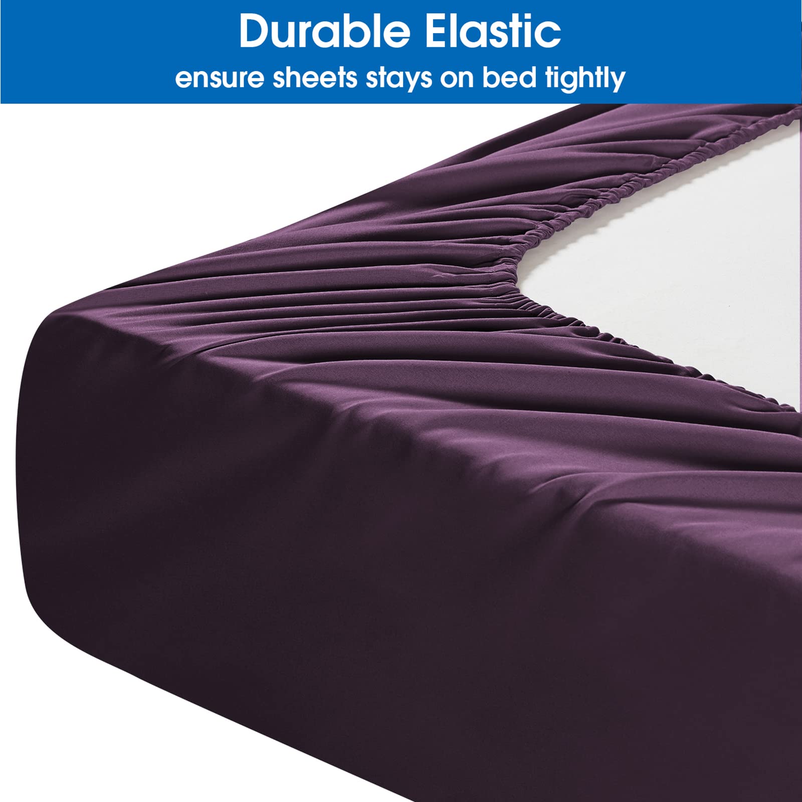Homeideas Full Size Bed Sheets - 4 Piece Set (Purple) - Extra Soft Brushed Microfiber 1800 Bedding Sheets, Deep Pocket, Wrinkle & Fade Free