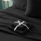 Bysure 6 Pieces Bed Sheets Set(Queen, Black) - Hotel Luxury Super Soft 1800 Thread Count 100% Microfiber Sheets With Deep Pocket