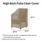 Easy-Going Outdoor High Back Chair Cover Uv Resistant Patio Chair Cover Waterproof Lawn Patio Furniture Cover With Tape Sealed Seam (1 Pack-28Wx35Dx35H Inch, Camel)
