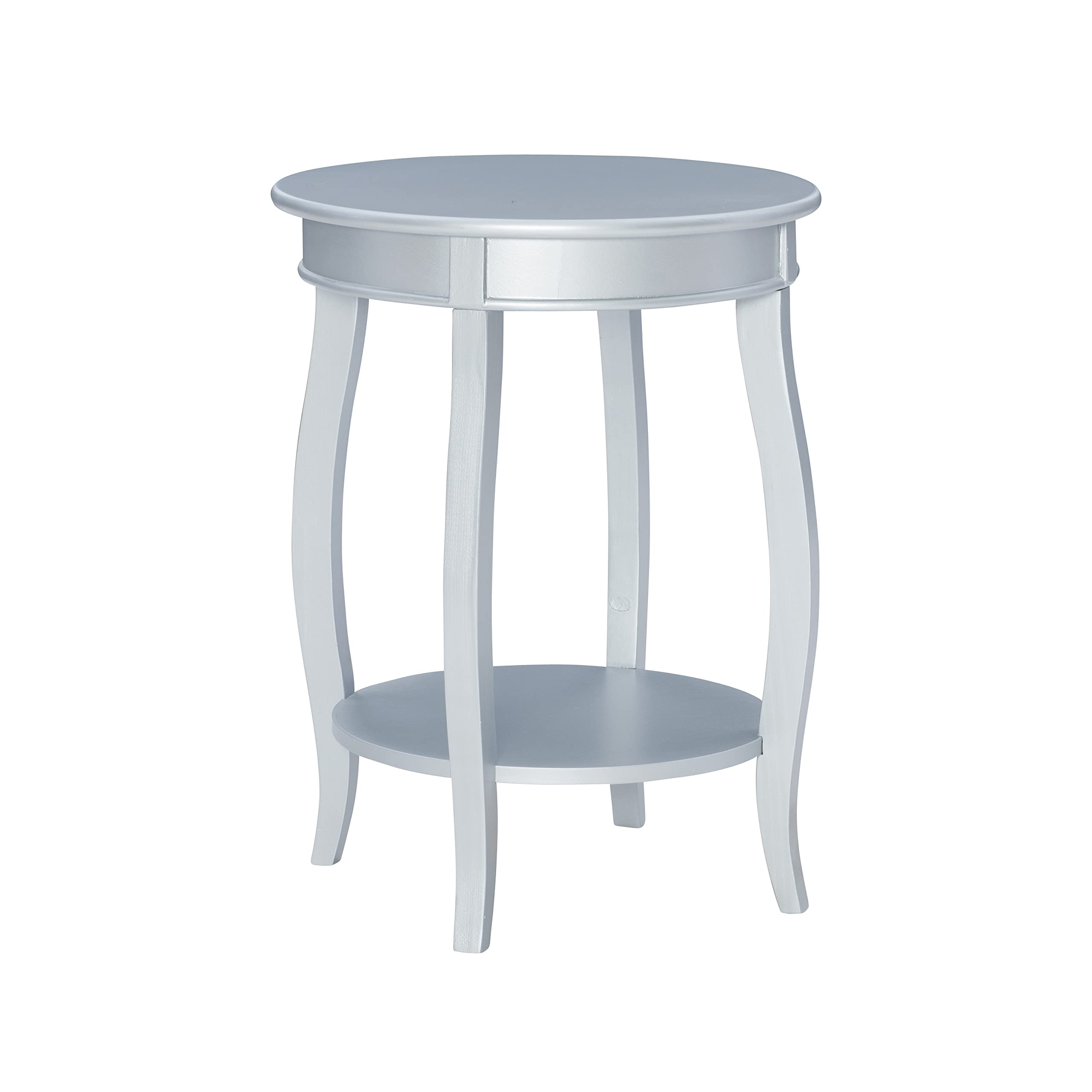 Powell Furniture Powell Round Shelf, Silver Table, 18 x 24 x 18