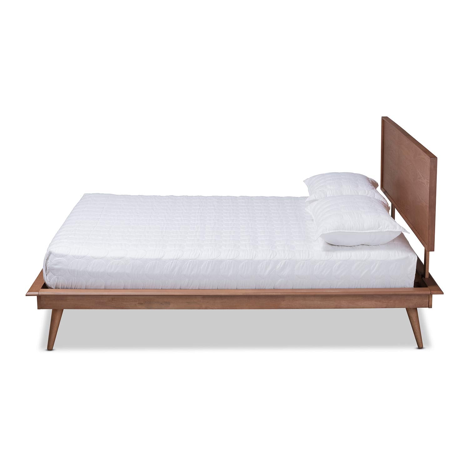 Baxton Studio Karine Mid-Century Modern Walnut Brown Finished Wood King Size Platform Bed