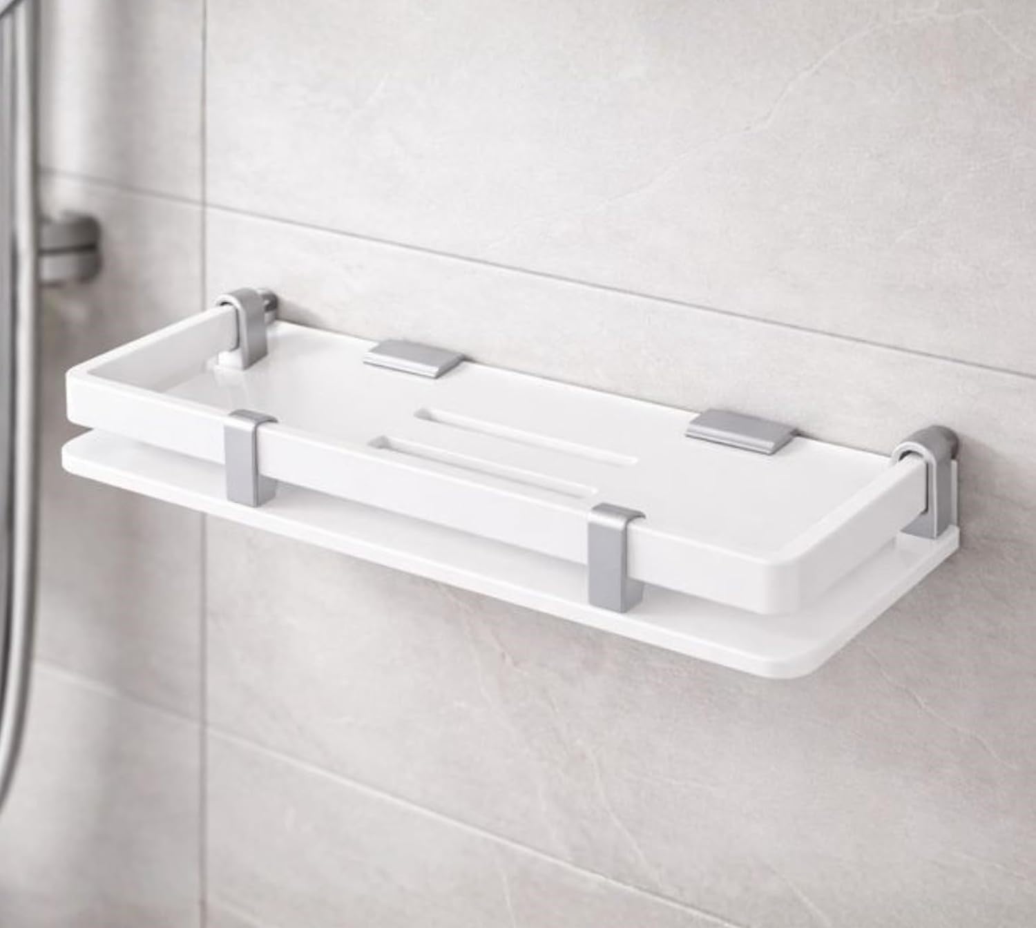 White Acrylic Storage Rack, Bathroom Shelf, Flotus1913 (12 X 5 Inch)