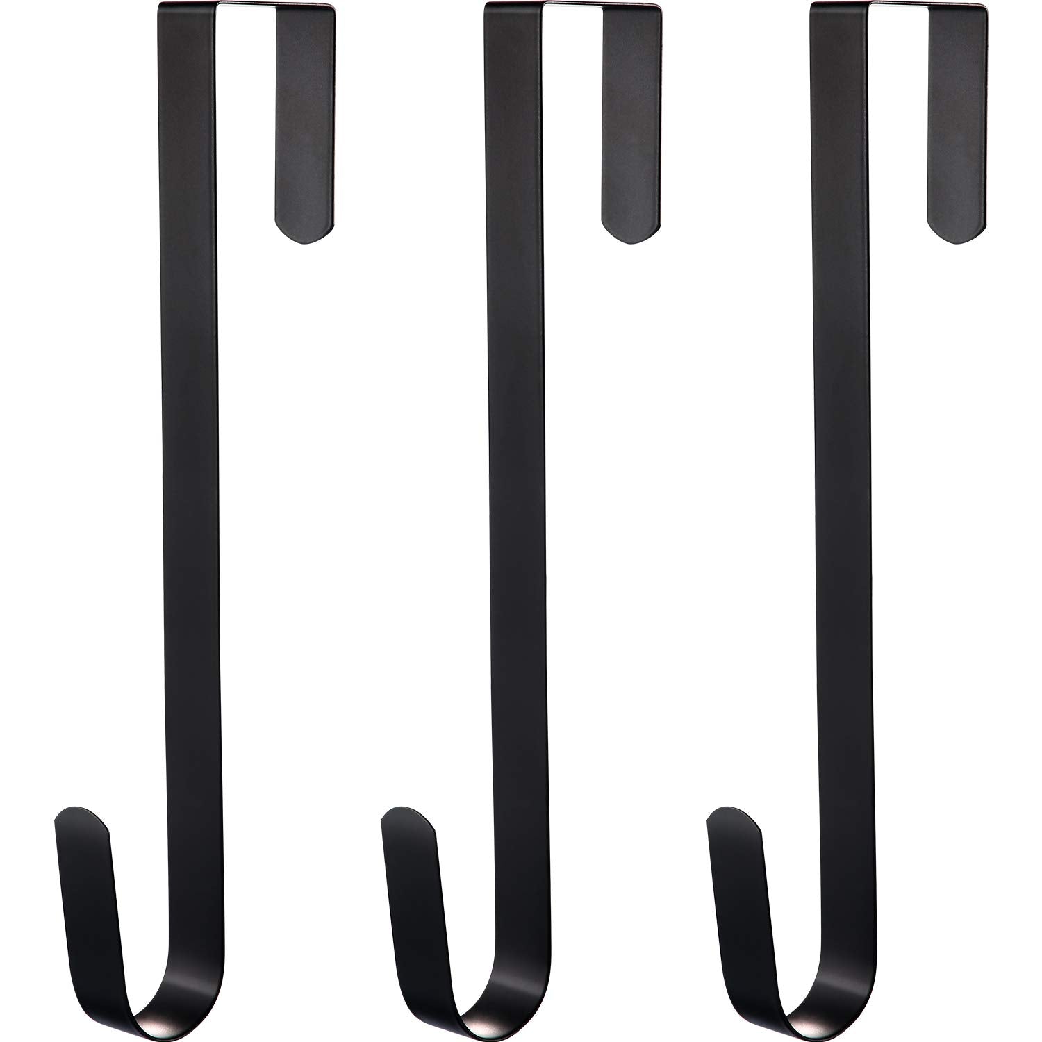 Zhehao 3 Pieces Christmas Decor Metal Wreath Hangers Over The Door Light Handy Wreath Hanger Hanging Hook (12 Inch, Black)