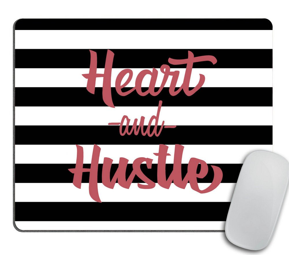Pingpi Whimsical Quote Mousepad Heart And Hustle - Mousepad Mat Personalized Quote Office Decor Desk Accessories
