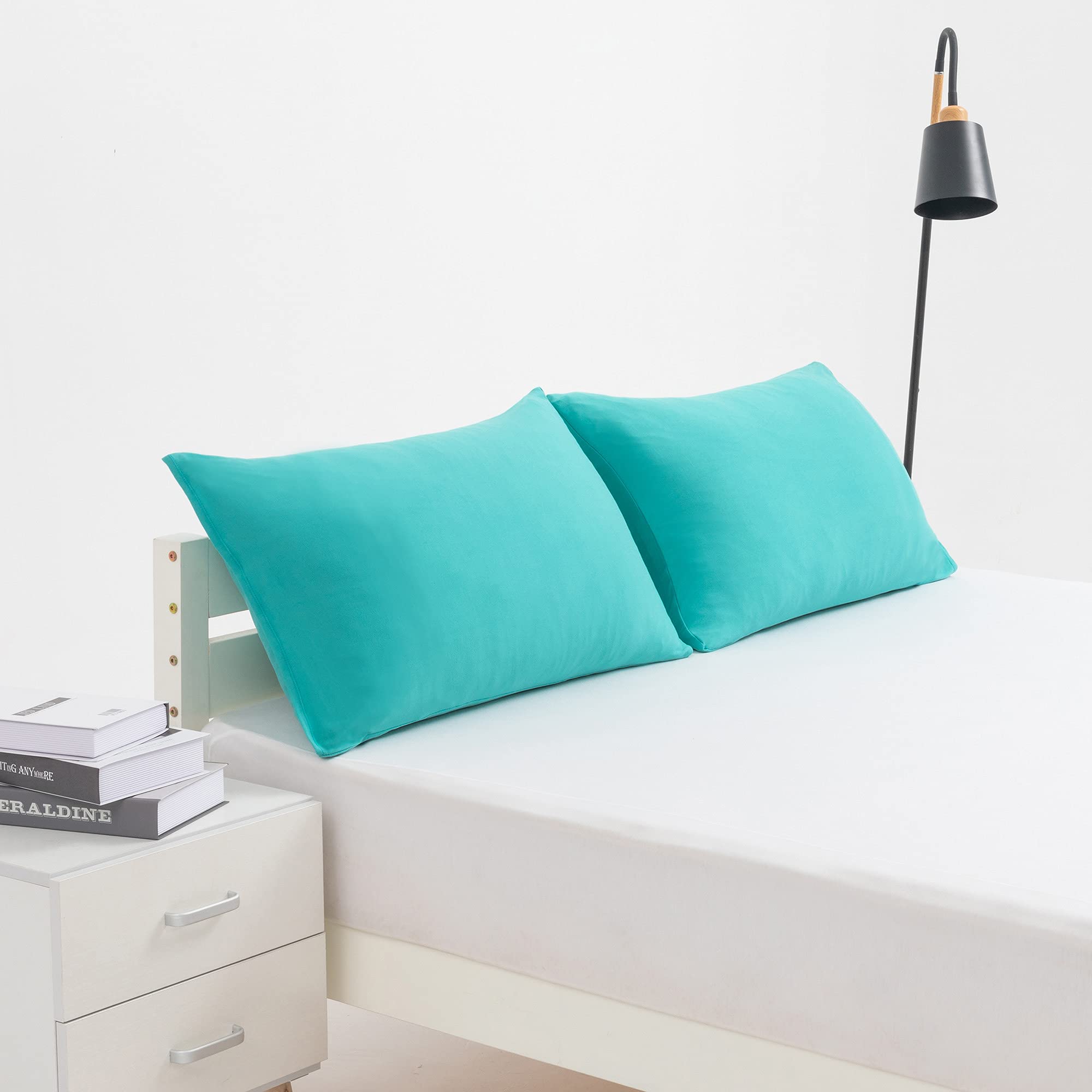 2-Pack Stretch Pillow Cases - Jersey Knit & Envelope Closure Pillowcases With Ultra Soft T-Shirt Like Polyester Blend - Suitable