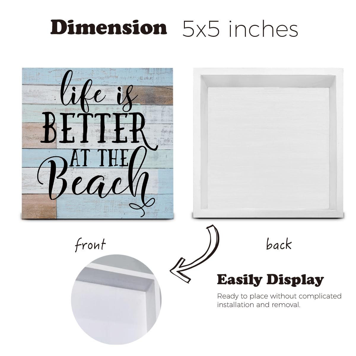 Hoijaumai Life Is Better At The Beach Wooden Box Sign Desk Decor, Beach House Sign Beach Life Quote Wood Sign For Home Beach Hou