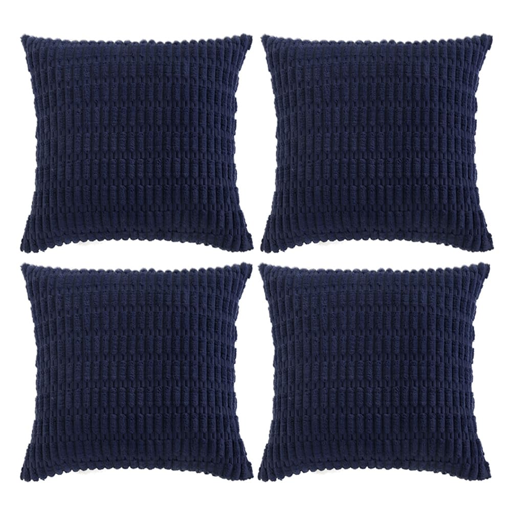 Fancy Homi 4 Packs Navy Blue Decorative Throw Pillow Covers 20X20 Inch For Living Room Couch Bed Sofa, Rustic Modern Farmhouse B