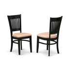 East West Furniture Amva3-Blk-C 3 Piece Dining Room Furniture Set Contains A Round Dining Table With Pedestal And 2 Linen Fabric Upholstered Chairs, 36X36 Inch, Black