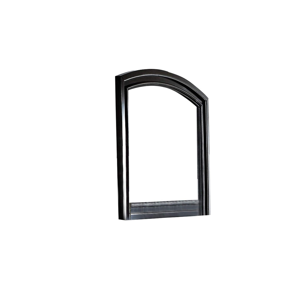 Benjara Traditional Style Wooden Frame Dresser Mirror With Curved Top, Black