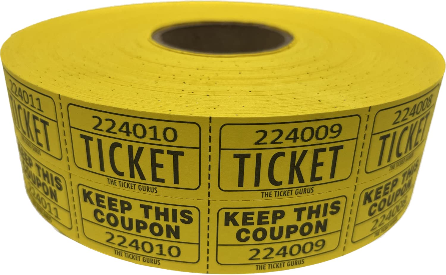 The Ticket Guru-Large Number Raffle 50/50 Tickets-2000/Roll (Yellow)