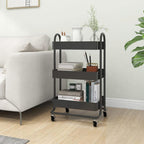 vidaXL 3-Tier Multipurpose Trolley in Anthracite – Steel, Mobile Utility Cart with Wheels and Brakes, Spacious Storage Organizer for Office, Beauty Supplies, Kitchen Essentials