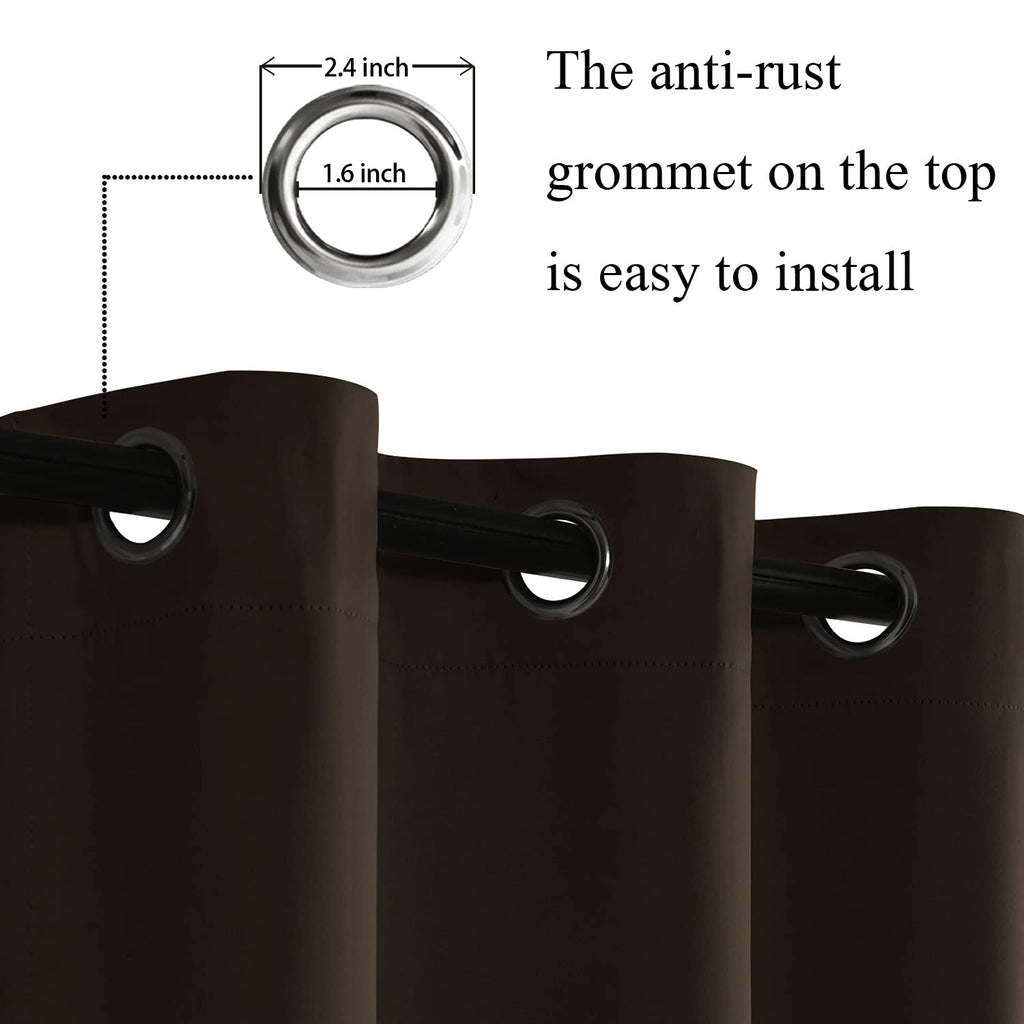 Jiuzhen Blackout Curtains With Tiebacks - Thermal Insulated, Light Blocking And Noise Reducing Grommet Curtain Drapes For Bedroom And Living Room, Set Of 2 Panels, Brown, 52X 63 Inch Length