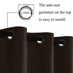 Jiuzhen Blackout Curtains With Tiebacks - Thermal Insulated, Light Blocking And Noise Reducing Grommet Curtain Drapes For Bedroom And Living Room, Set Of 2 Panels, Brown, 52X 63 Inch Length
