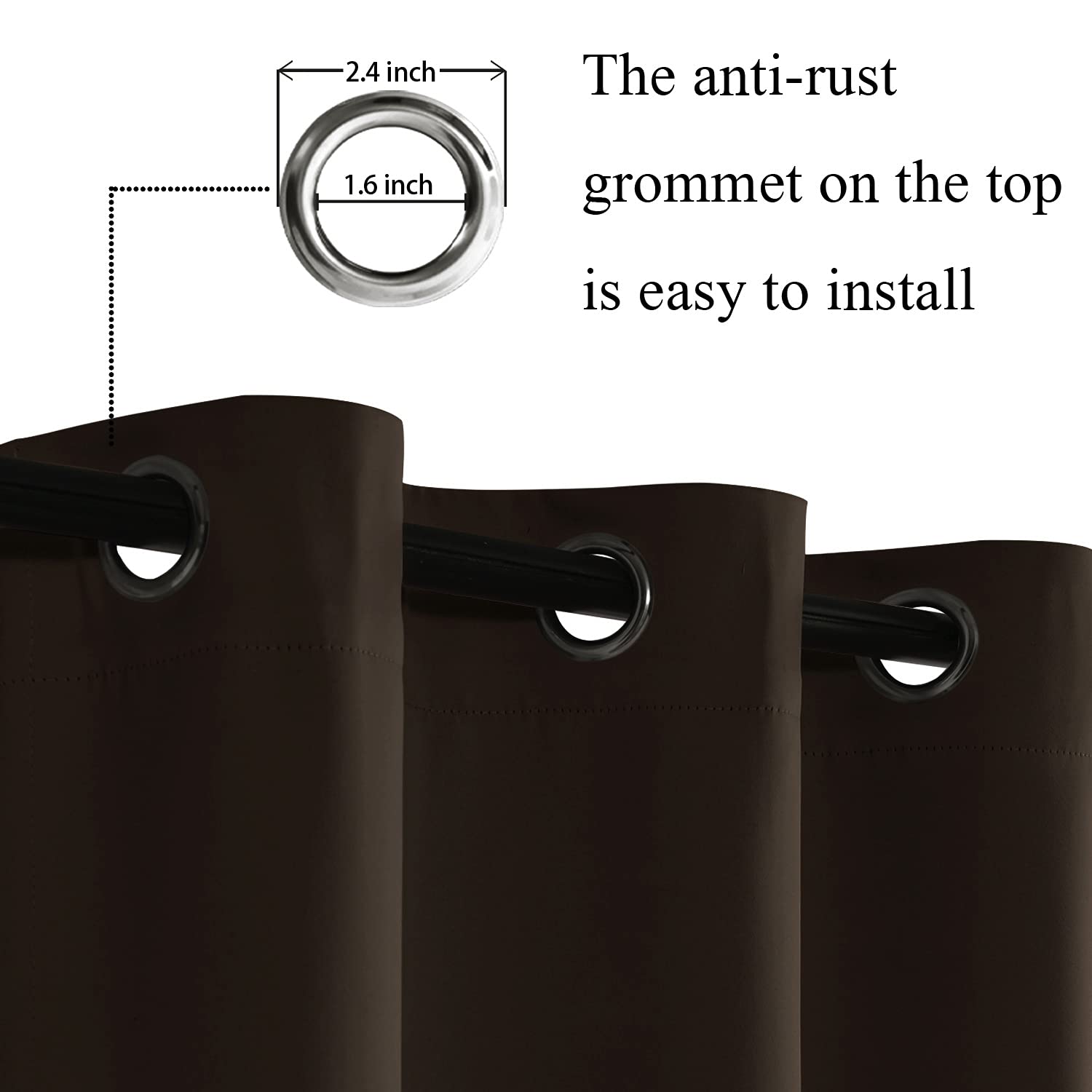 Jiuzhen Blackout Curtains With Tiebacks - Thermal Insulated, Light Blocking And Noise Reducing Grommet Curtain Drapes For Bedroom And Living Room, Set Of 2 Panels, Brown, 52X 63 Inch Length