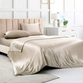 Satin Bed Sheets Twin Sheets, Taupe Silk Sheets, 3 - Pieces Soft Bedding Set With 1 Deep Pocket Fitted Sheet,1 Flat Sheet,1 Pill