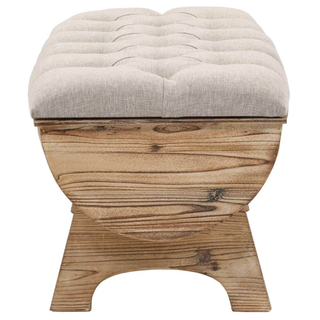 vidaXL Solid Fir Wood Storage Bench 40.6", Barrel Shaped, Multicolour Polyester Upholstery, Retro Style, Ample Storage Space, Easy Assembly, Comfortable Seat