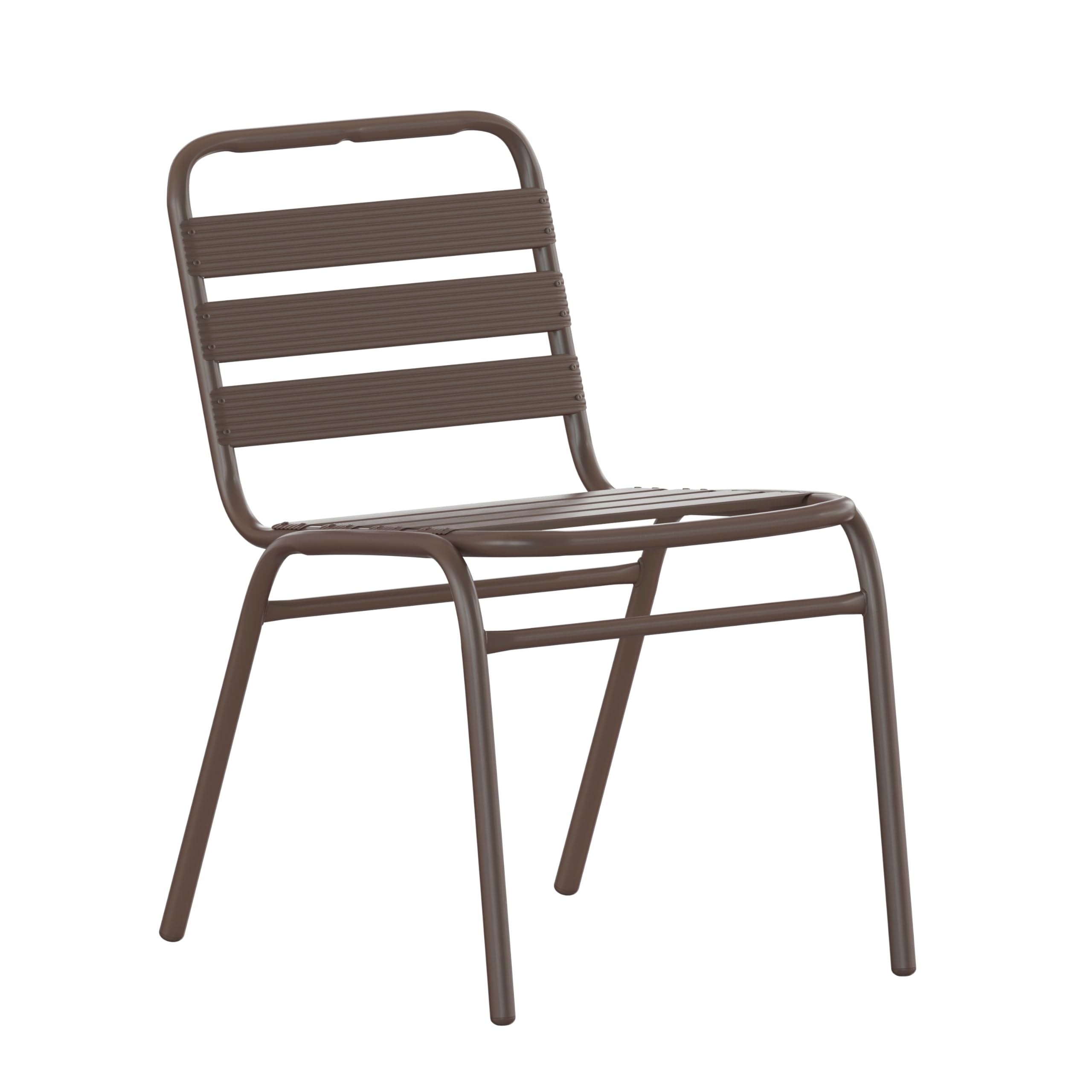 Flash Furniture Lila Commercial Bronze Indoor-Outdoor Restaurant Stack Chair with Triple Slat Back