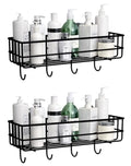 Bathroom Shelf For Wall, Self Adhesive Bathroom Organiser, 4 Hooks For Towel Holder, Wall Mounted Bathroom Shelf, Bathroom Organ