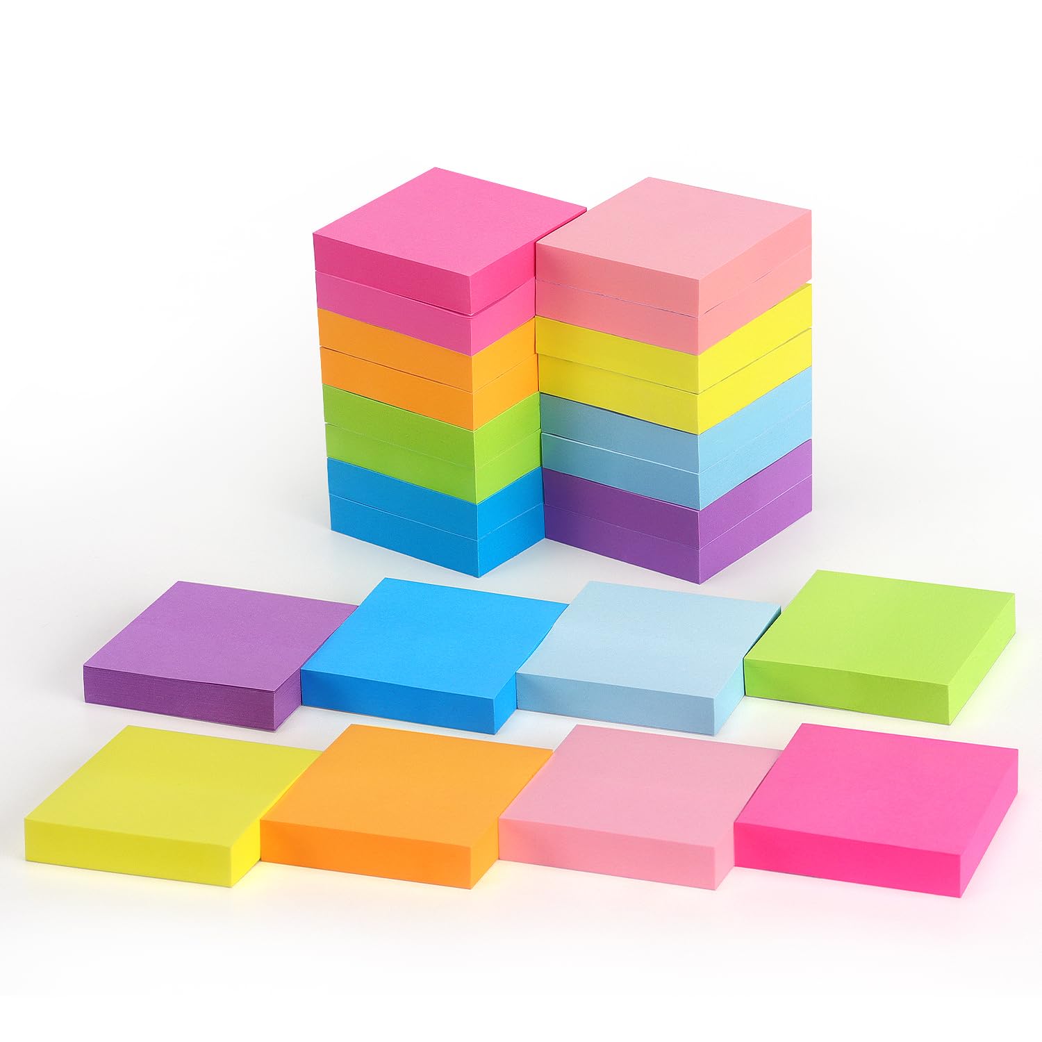 Sticky Notes 2X2 Inch Bright Colors Self-Stick Pads 24 Pads/Pack 60 Sheets/Pad Total 1440 Sheets